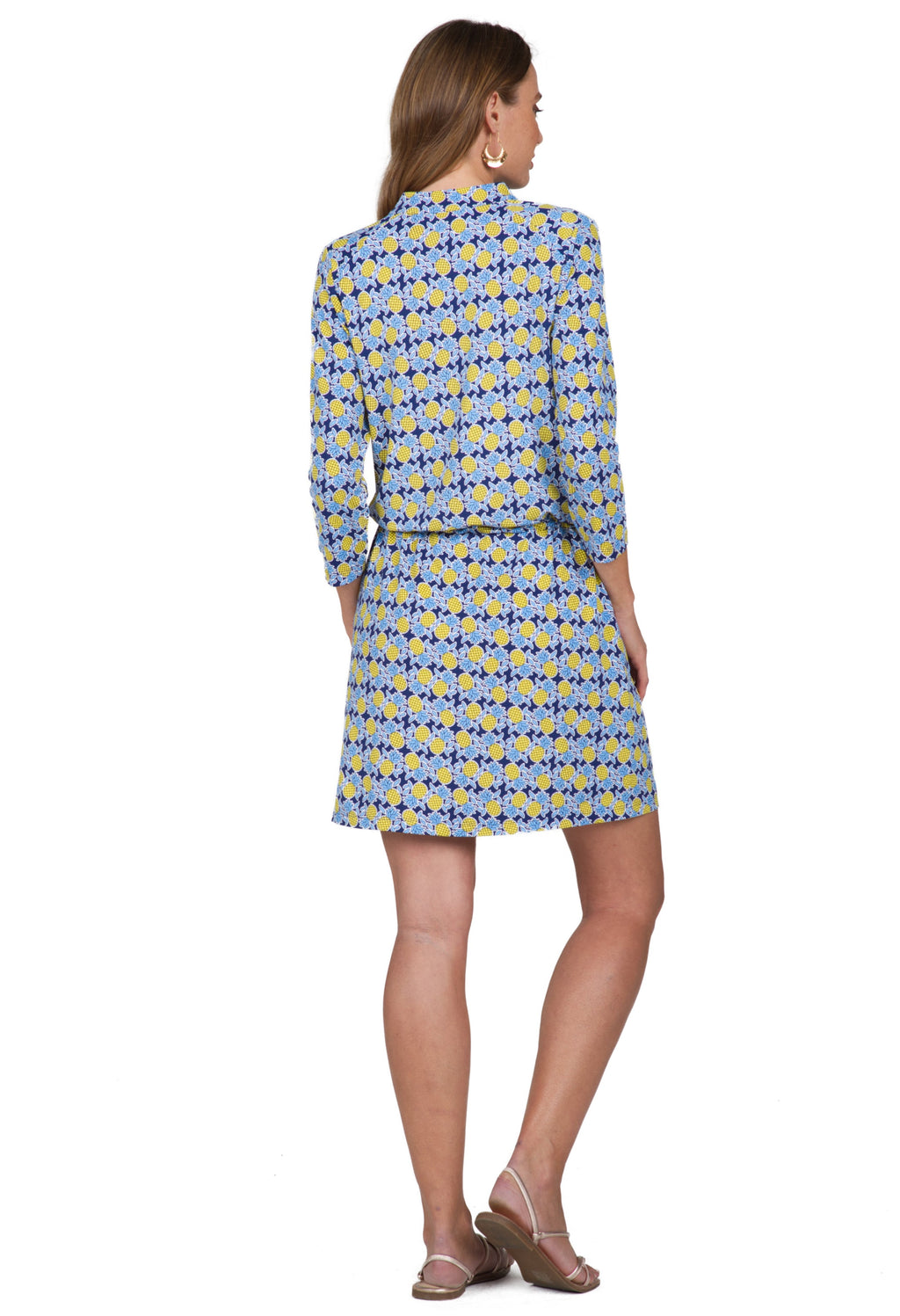 Chantal Print ¾ Sleeve Drawstring Dress – 62540
